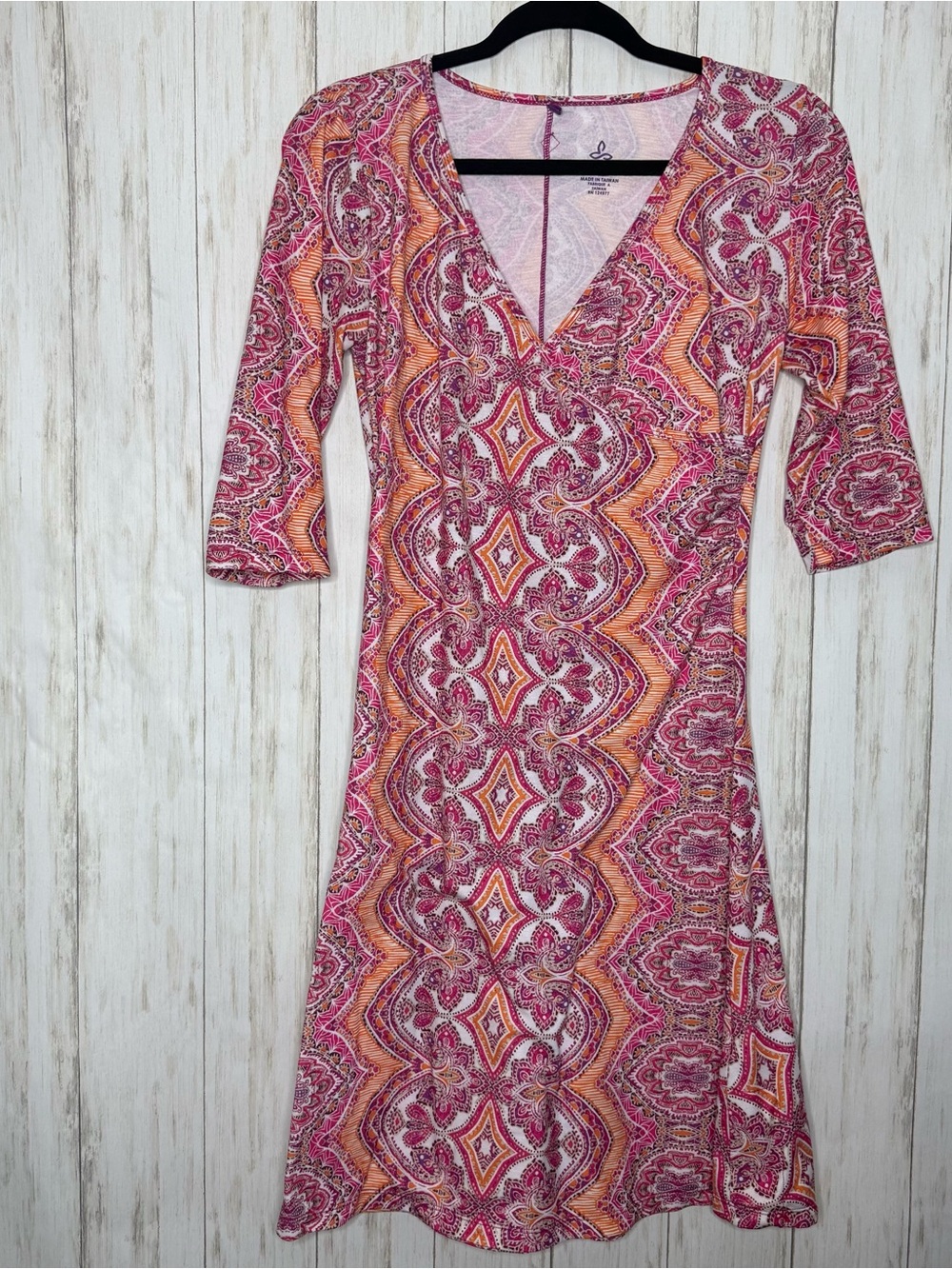 Prana Pink & Orange Paisley Midi Dress